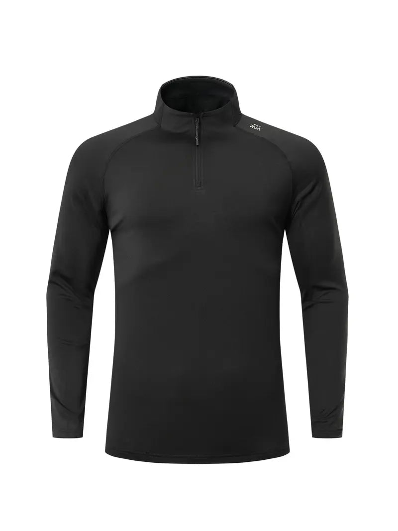 Men's Letter-Print Fleece-Lined Long-Sleeve T-Shirt: Slim-Fit, Warm, Soft, and Breathable