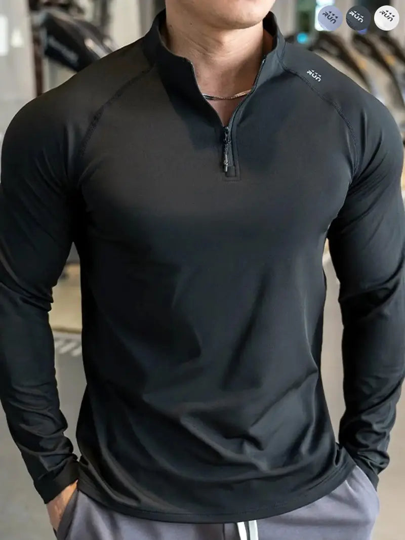 Men's Letter-Print Fleece-Lined Long-Sleeve T-Shirt: Slim-Fit, Warm, Soft, and Breathable